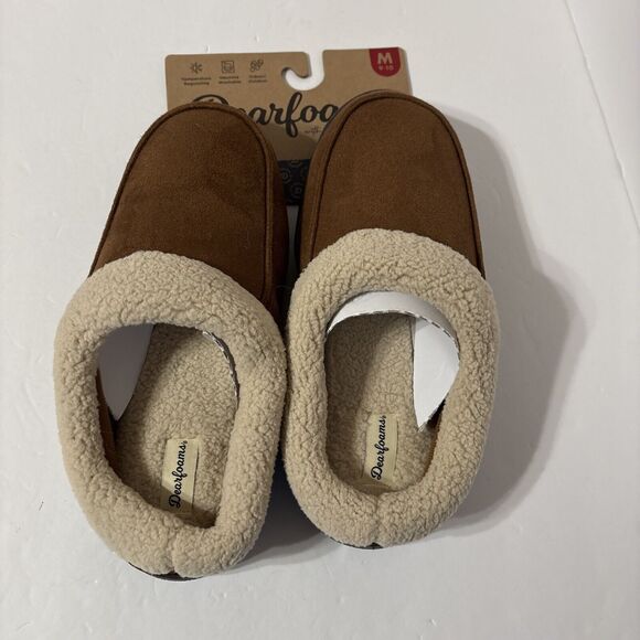 New Men’s Dearfoams Brown Slippers Slip Ons.  size 9-10.NWTS - Picture 1 of 9